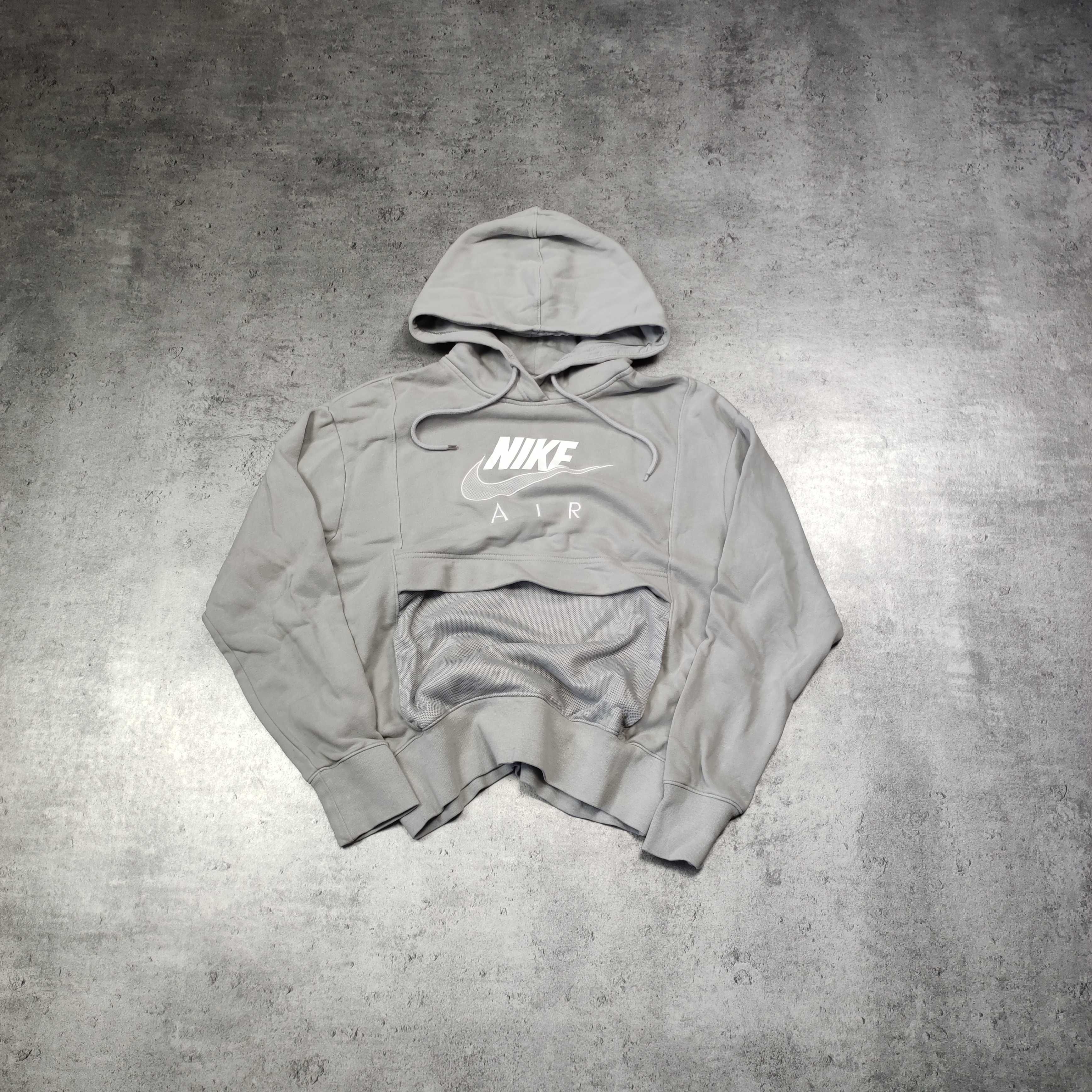 MĘSKA Bluza z Kapturem Hoodie szara Nike Duże Logo AIR Kangurka Haft