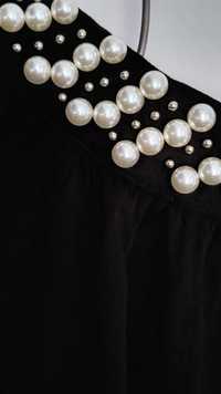 Nowa materiałowa lejąca sukienka h&m 44 perły oversize