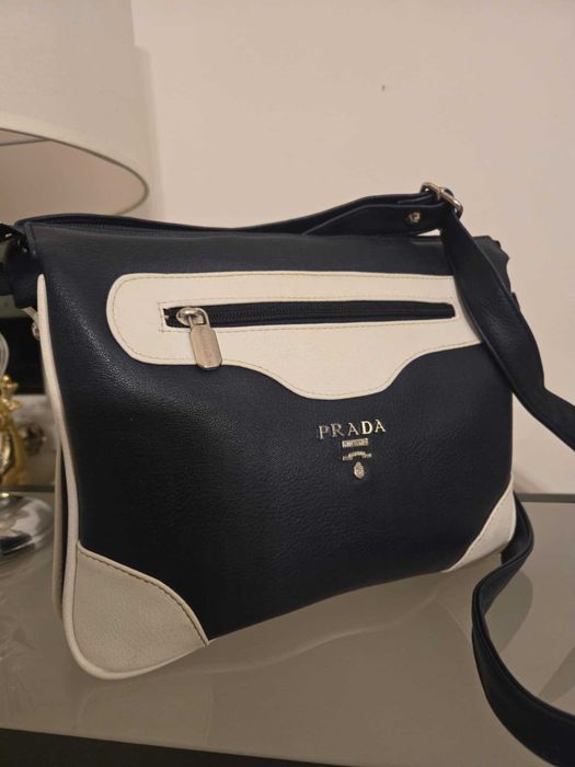 Torebka granatowo-biała PRADA 5-przegródek