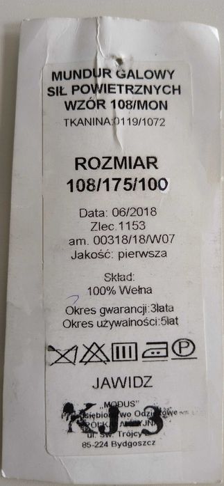 MUNDUR GALOWY SP Wzór 108/MON, rozmiar 108/175/100