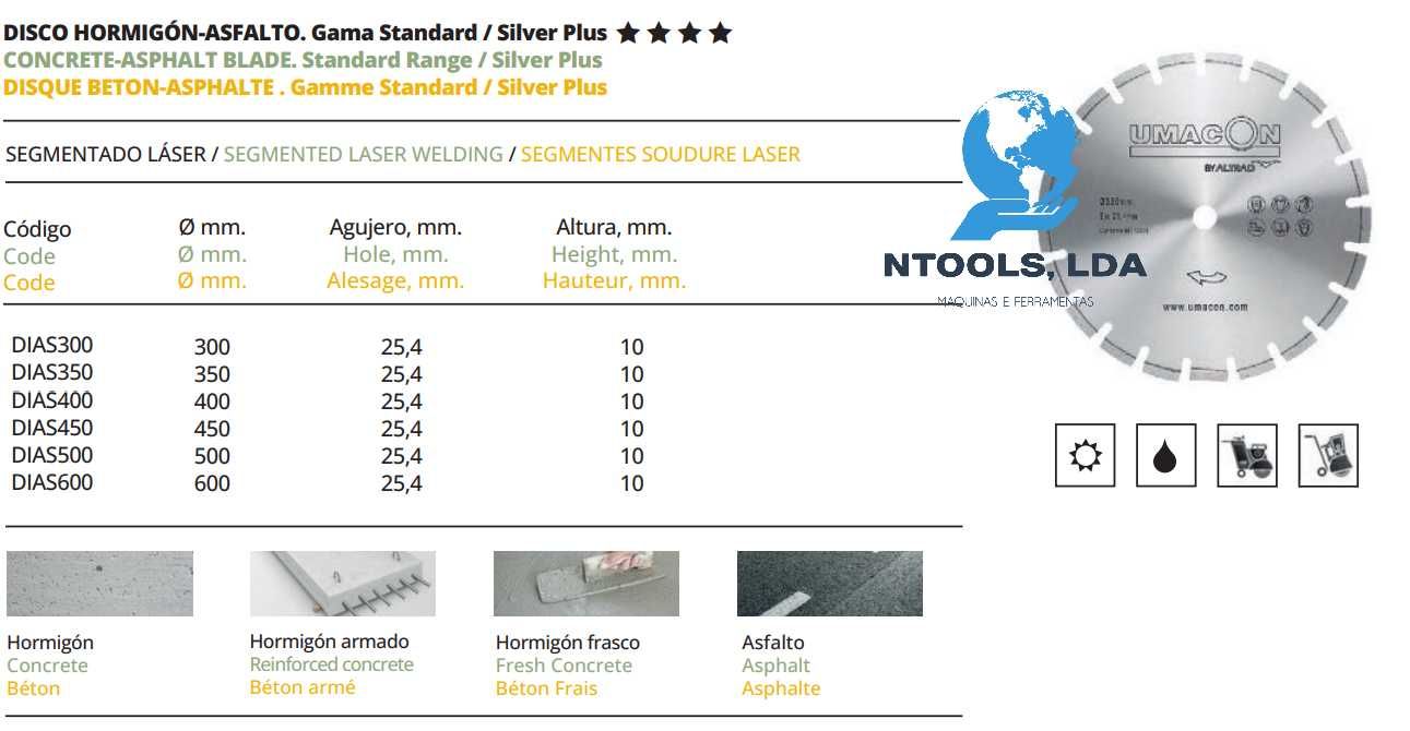 Disco Corte Diamantado Todo Terreno e Asfalto até 600mm PROMOÇÃO