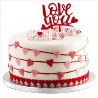 Topper dekoracyjny na tort LOVE YOU czerwony