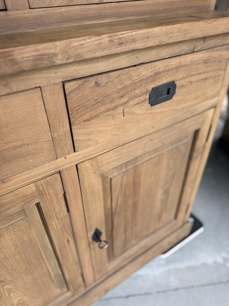 Kredens tekowy drewniany vintage zabudowany rustykalny naturalny