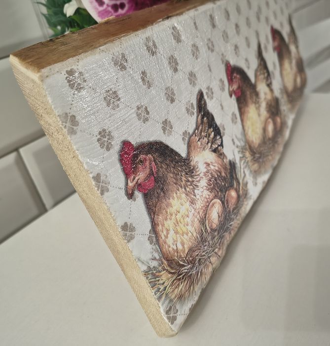 Obraz na desce kury decoupage
