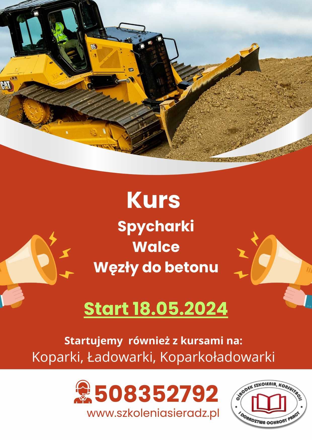 Kurs operatora koparkoładowarki / koparki / ładowarki Start 18.05.2024