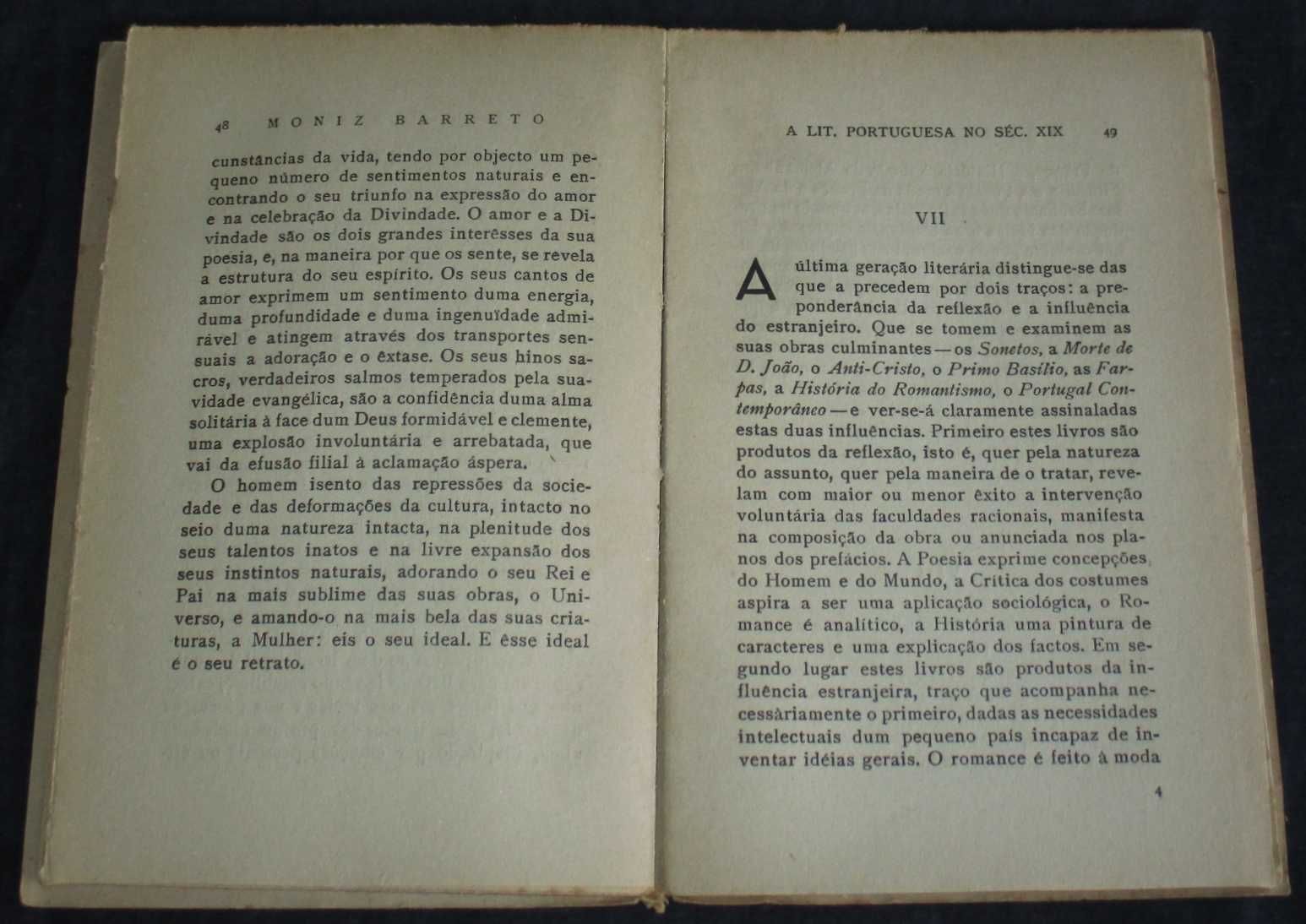 Livro A Literatura Portuguesa no Século XIX Moniz Barreto