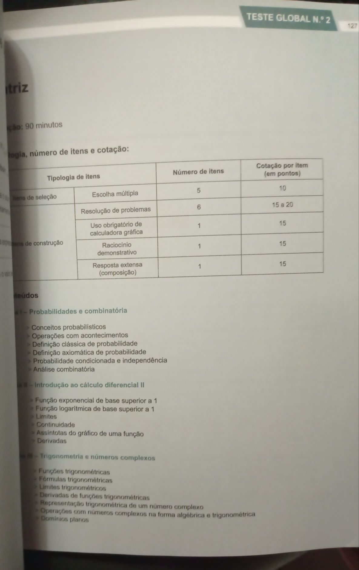 Caderno de Testes Matemática A 12° ano