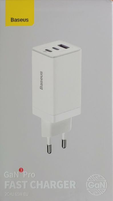 Зарядка Baseus GaN 3 Pro 65W + кабель на 100W