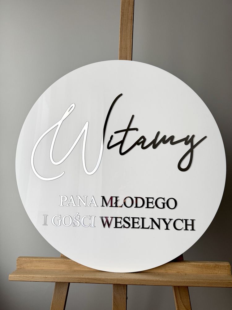 Witamy Pana Młodego i Gości weselnych tablica powitalna dekoracje sali