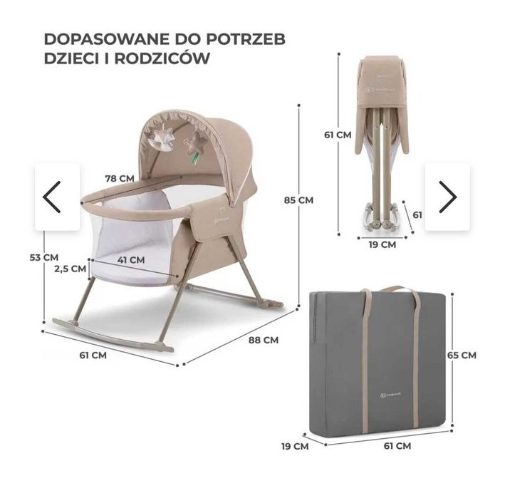 Łóżeczko 3 w 1 Kinderkraft Lovi szare