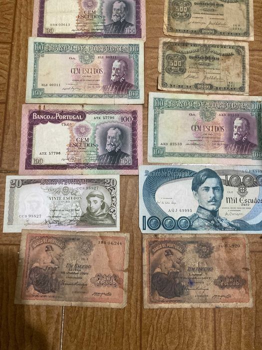 Notas de Dinheiro Antigo Escudos Português de Portugal