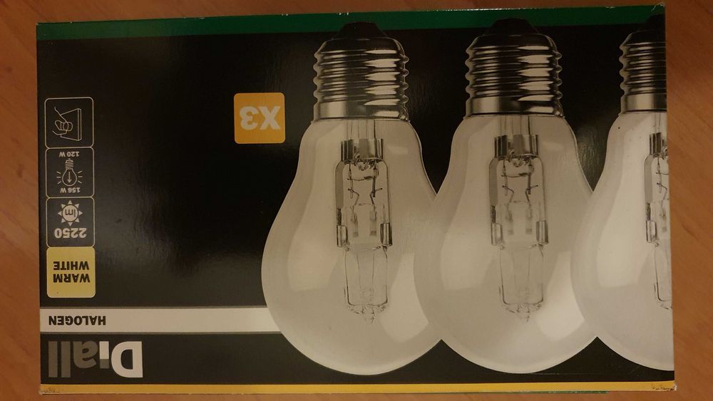 Żarówka 120 W halogen. Zestaw 3 szt. Gwint E27 szeroki.