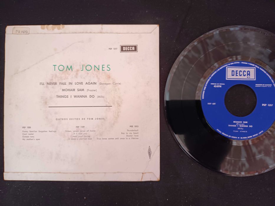 Disco de Vinil 45 RPM – TOM JONES – I Ll Never Fall In Love Again ...