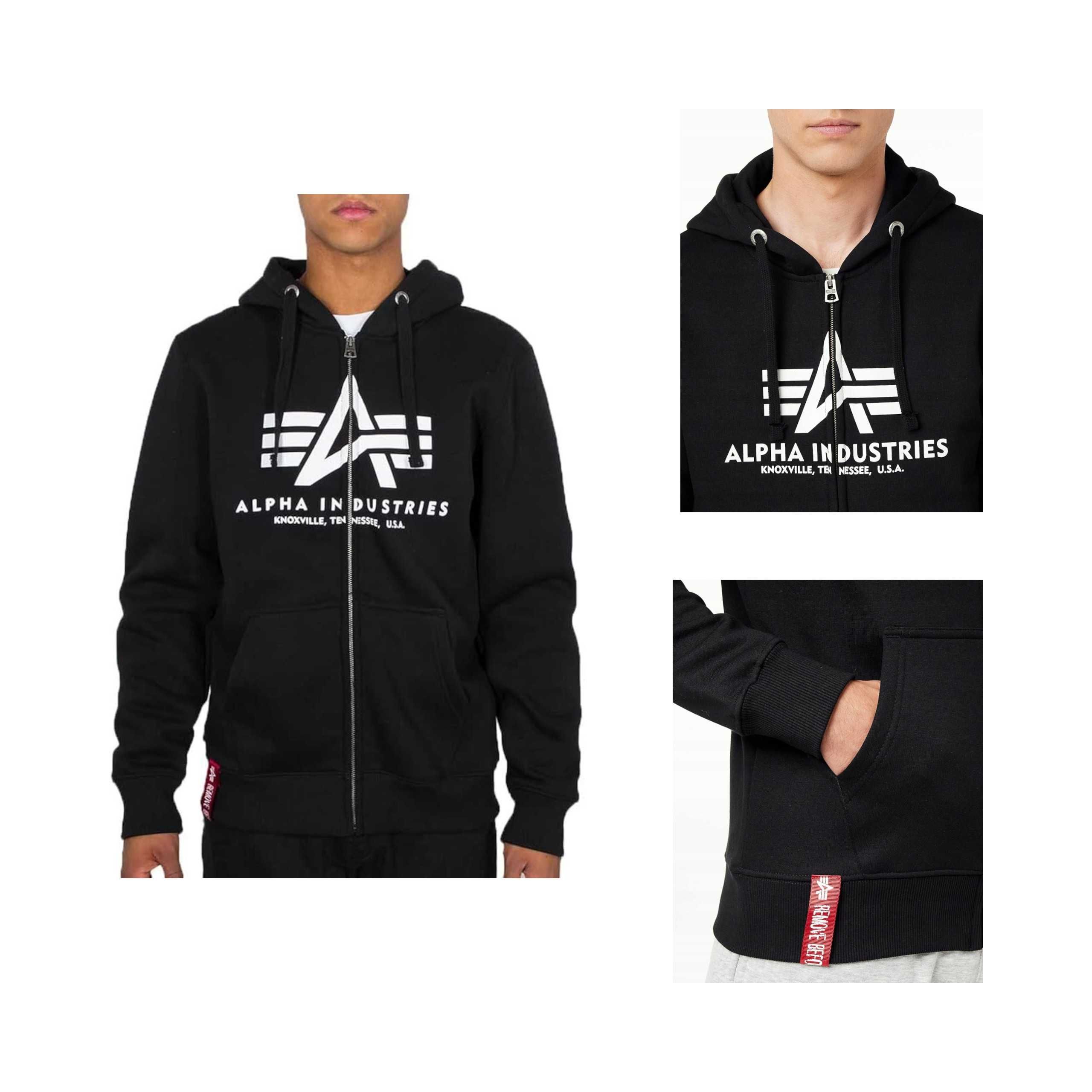 Męska Bluza Z Kapturem ALPHA INDUSTRIES Remove Before Flight Czarny L
