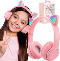 NOWE SŁUCHAWKI Prezent Dla Dziewczynki do 50 zł Bluetooth Kocie uszy