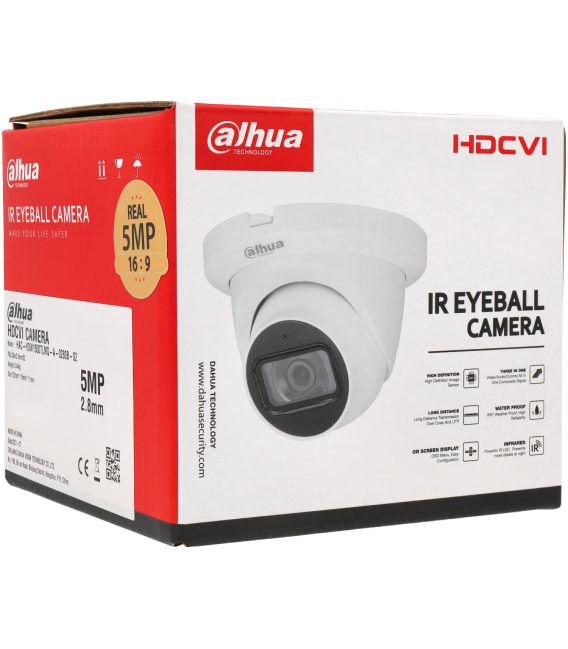 Câmara com fios (Coaxial) Turret 5mpx 2.8mm IP67 -Dahua HAC-HDW1500TLM