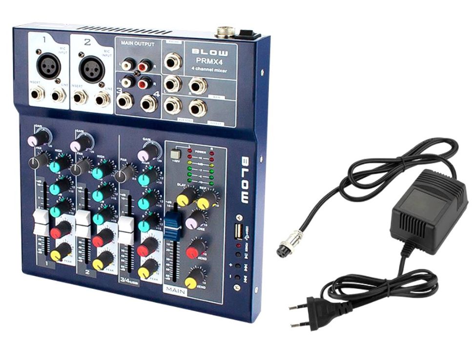 MIKSER Audio Mixer 4 Kanały Estradowy Phantom Echo USB MP3 dla DJ -a