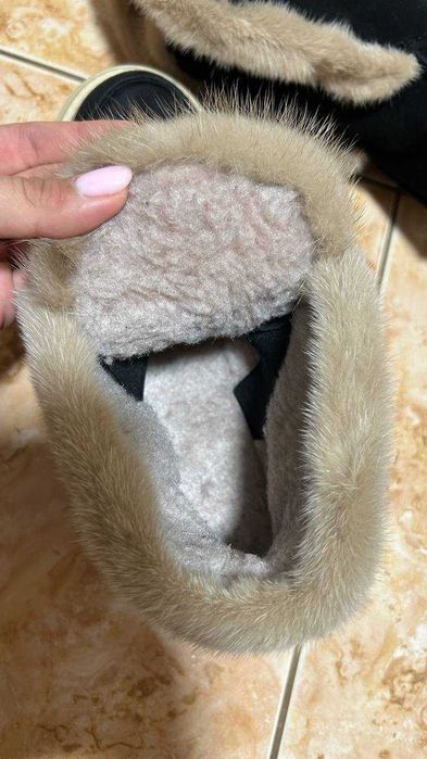 Замшеві лофери лоро з хутром норки