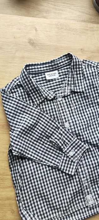 Piękna elegancka koszula chłopięca 74 80 w kratkę krata granatowa