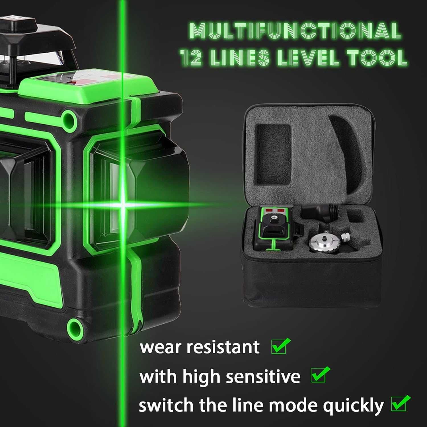 Mulcort laser krzyżowy 3 x 360°, 12-liniowe z funkcją samopoziomowania