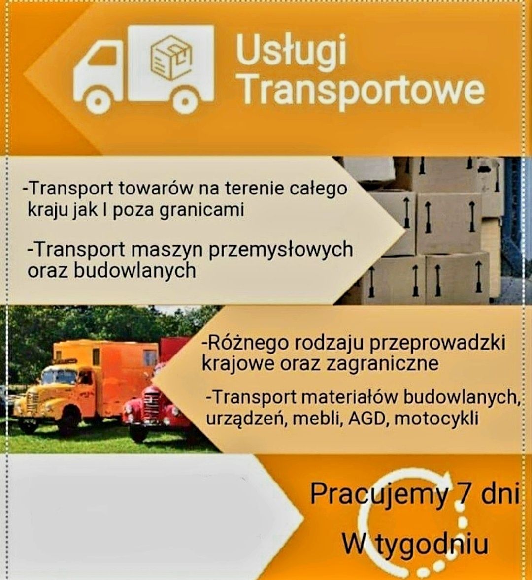 Usługi Transportowe - Przeprowadzki  - Przewozy.