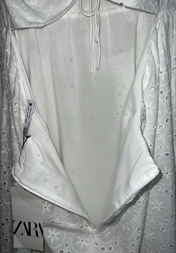 Zara długa ażurowa sukienka wiązana na plecach r xl