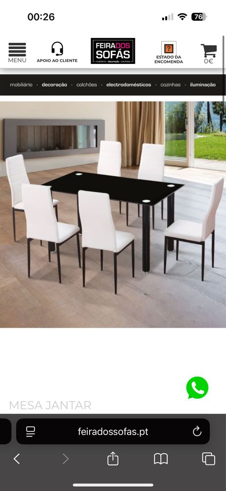 Mesa de jantar em vidro