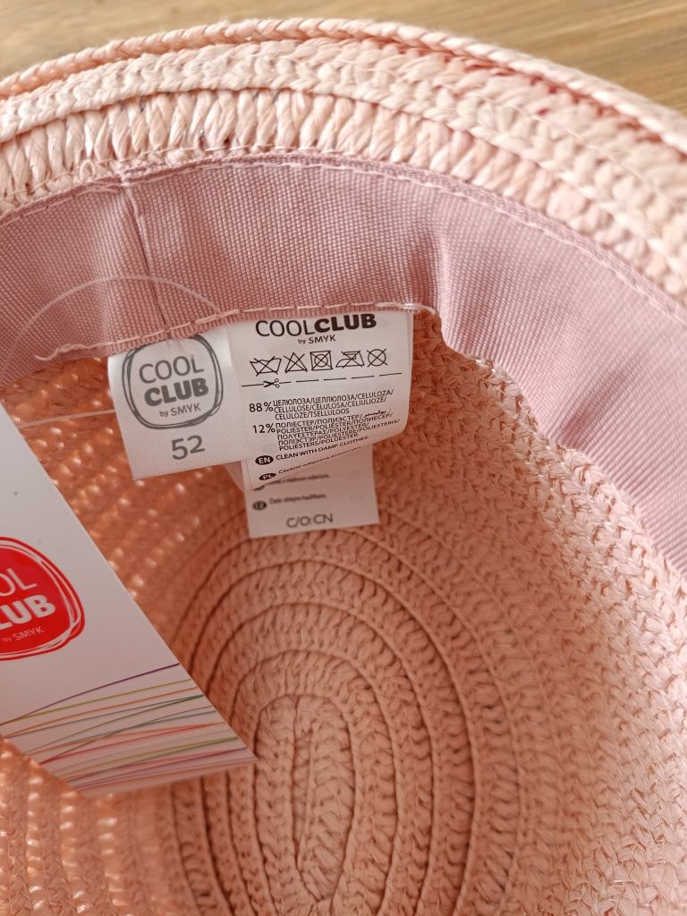 Kapelusz letni słomkowy dziewczęcy czapka dla dziewczynki Cool Club 52