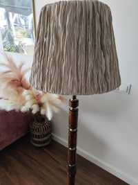 Wysoka podłogowa lampa prl vintage retro boho stojąca drewniana