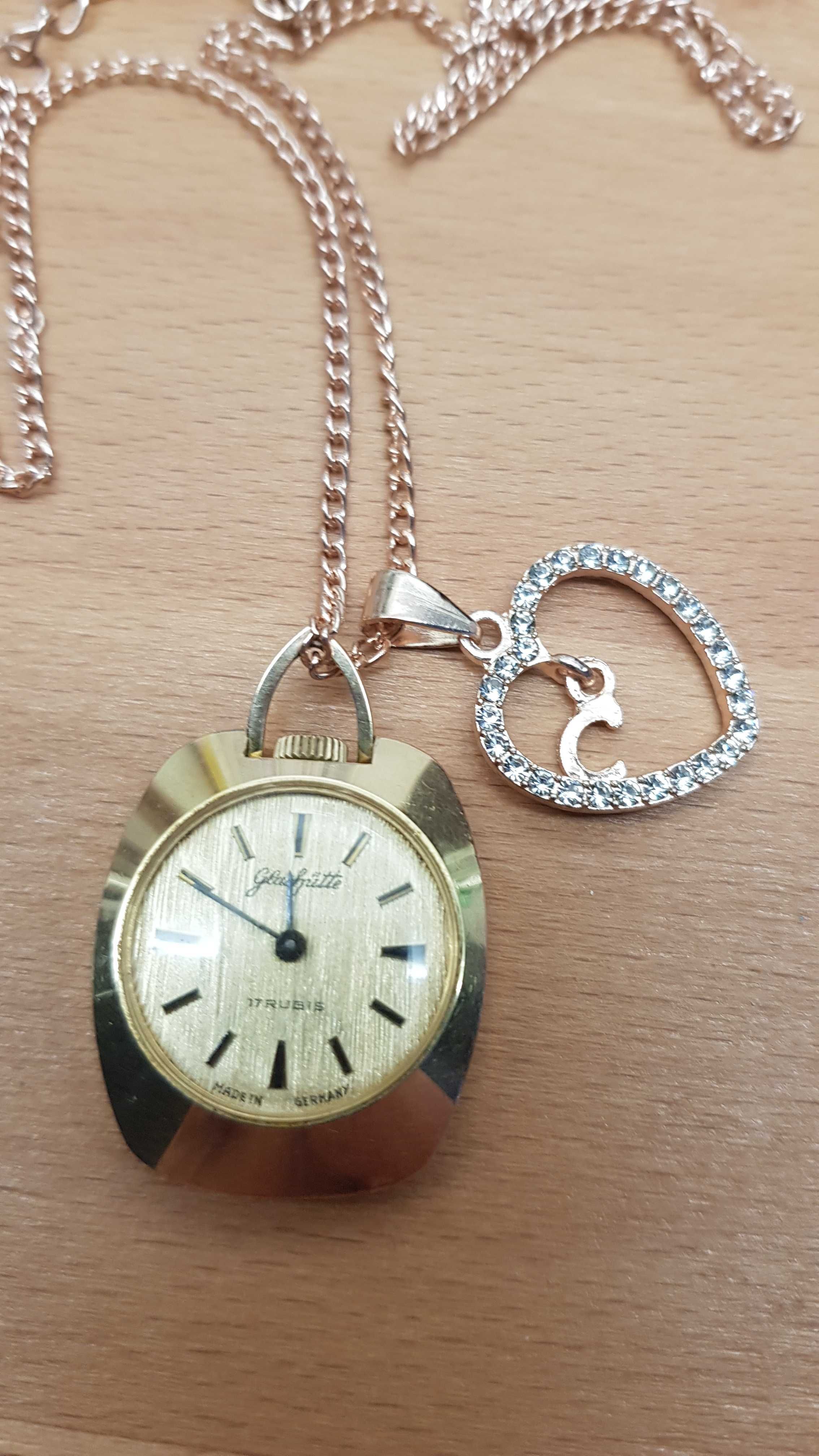 Zegarek mechaniczny *Glashutte* wisiorek/naszyjnik+Gratis!