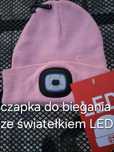 Czapka ze światełkiem LED/ wieczorne bieganie, spacery, rower/ różowa