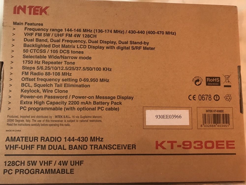 Intek KT-930EE Amateur Radio 144-430 mhz