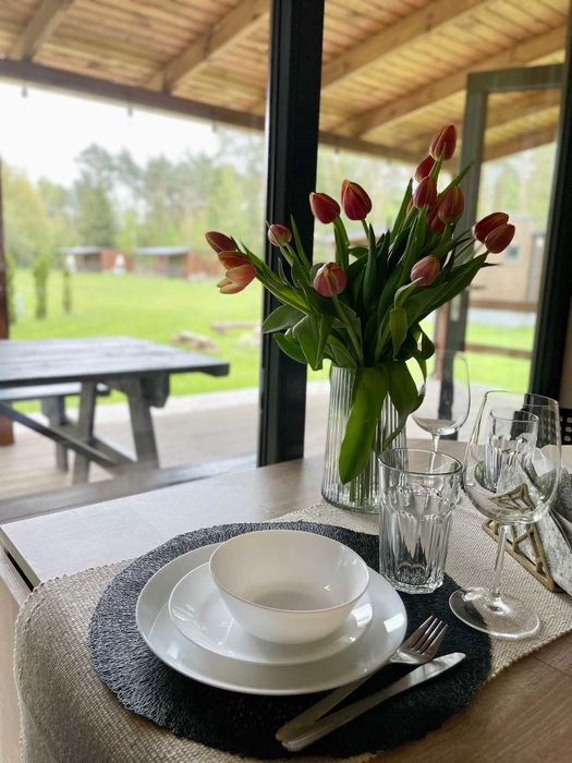 Nowoczesne domki nad jeziorem wynajem Anastazewo klimatyzacja 6 osób