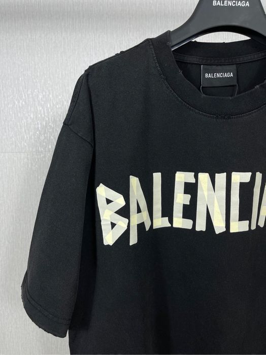 BALENCIAGA tape type брендовая футболка оверсайз винтажная мужская