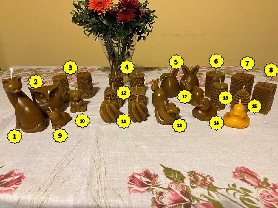 Świece świeczki z naturalnego wosku pszczelego, nierafinowanego