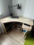 Biurko rogowe pod komputer+ Krzesło obrotowe i kosz IKEA TANIO,