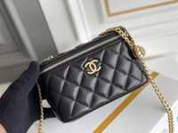 Chanel Classic Black Lambskin Pearl Crush Vanity Bag