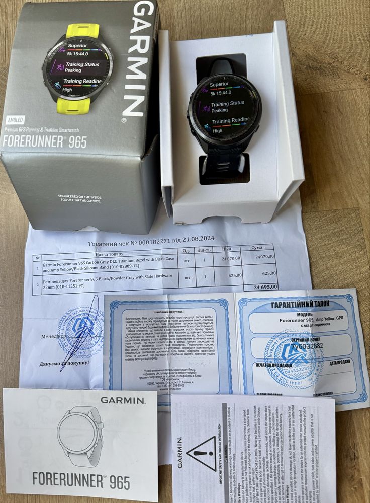 Спортивний годинник Garmin 965 Amoled з титановим безелем