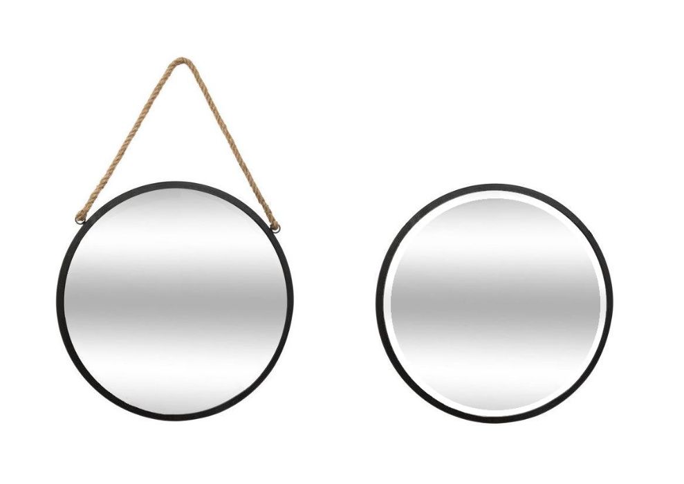Lustro okrągłe w czarnej białej lub złotej ramie loftowe skandynawski