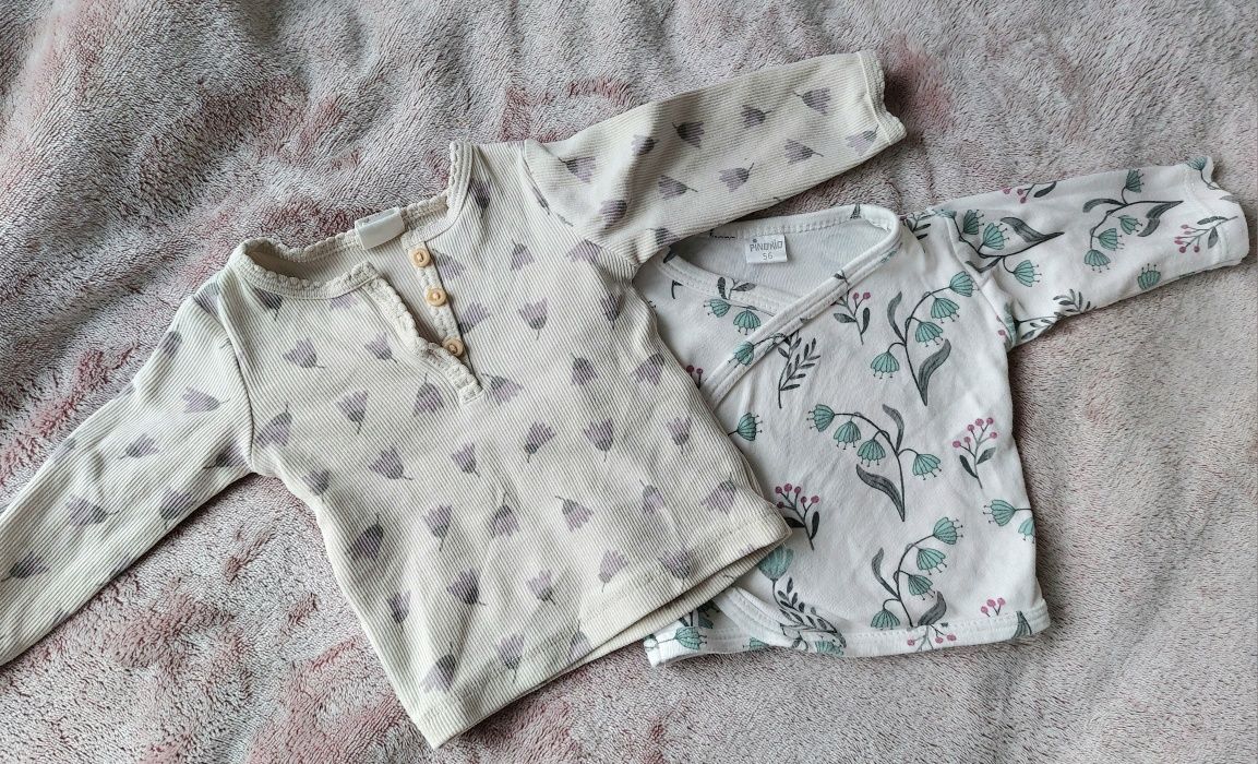 Bluzeczki niemowlęce dla dziewczynki  56/62 paka, zestaw ubranek niemo