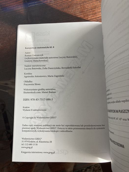 Matematyka korepetycje klasa 8 greg nowa