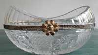 misa kryształ w kształcie łódki - owocarka - z srebrnym zdobieniem