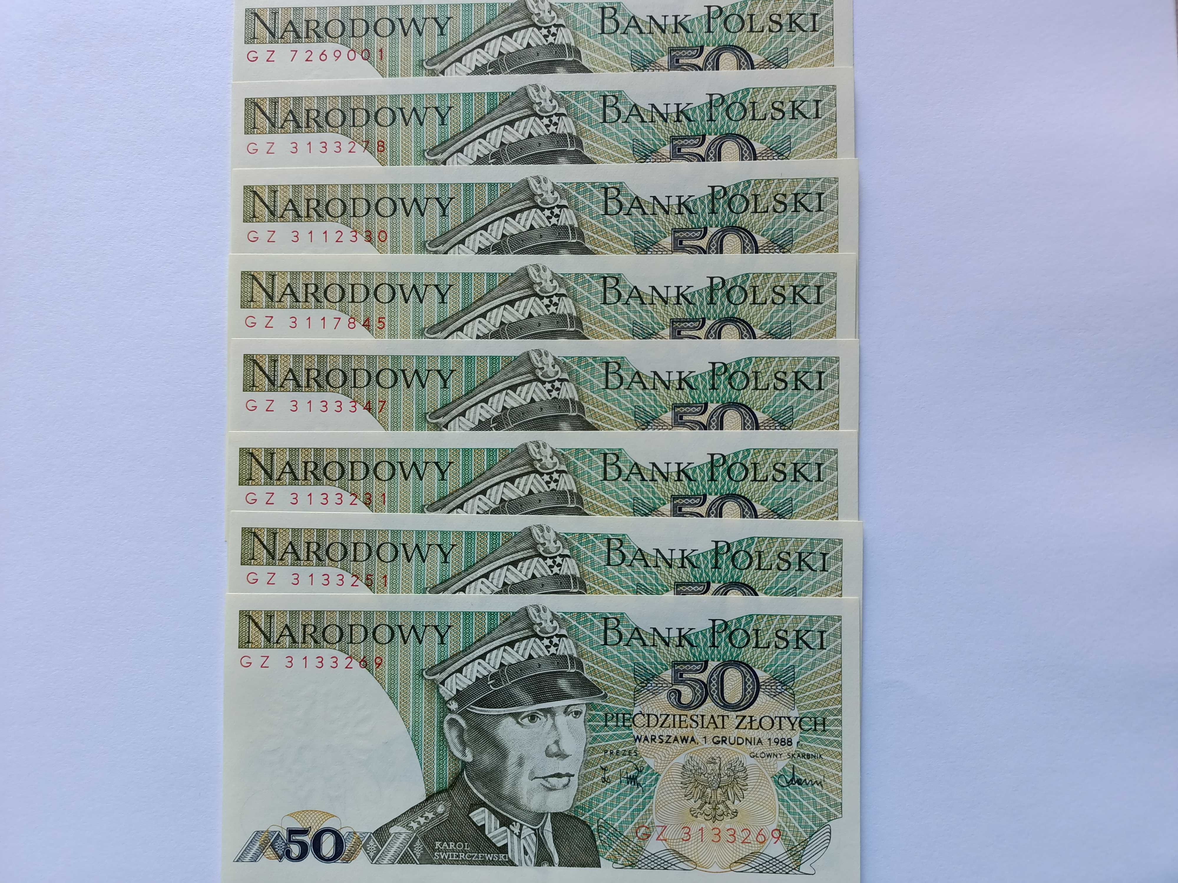 50 Złotych 1988 GZ , Karol Świerczewski stan UNC Bankowy