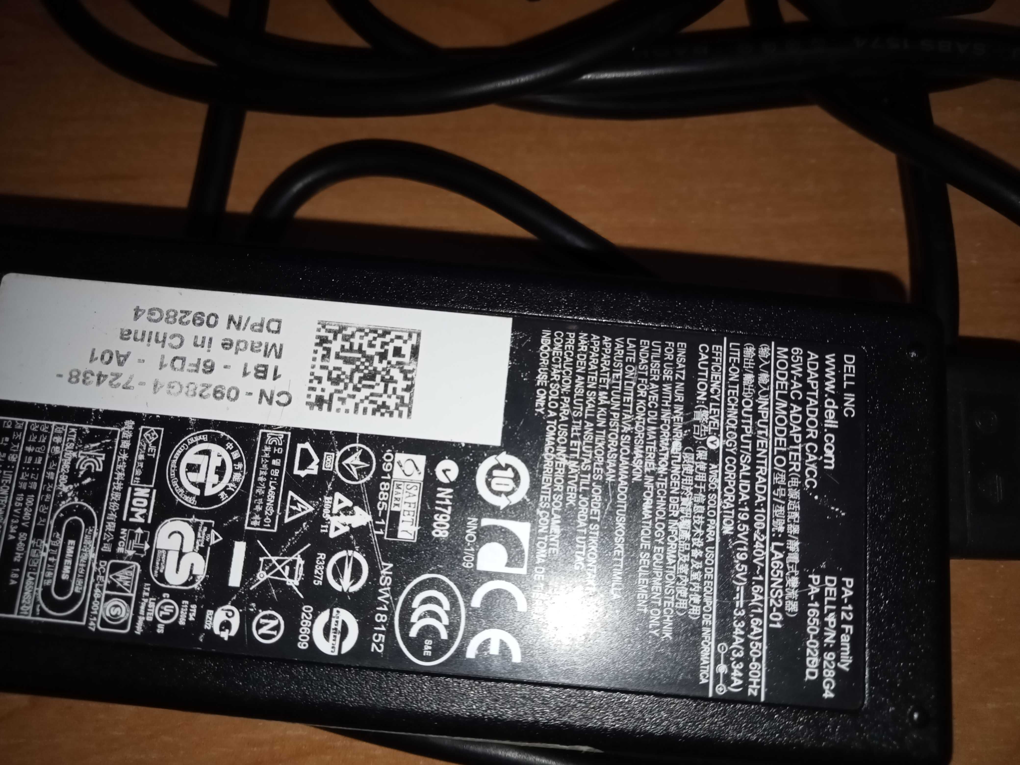 Зарядное устройство для ноутбука Dell 19.5v  , (3.34А)