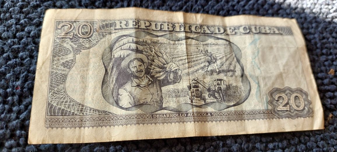 Moneta Peso Kuba banknot 20 peso, 1 peso moneta
