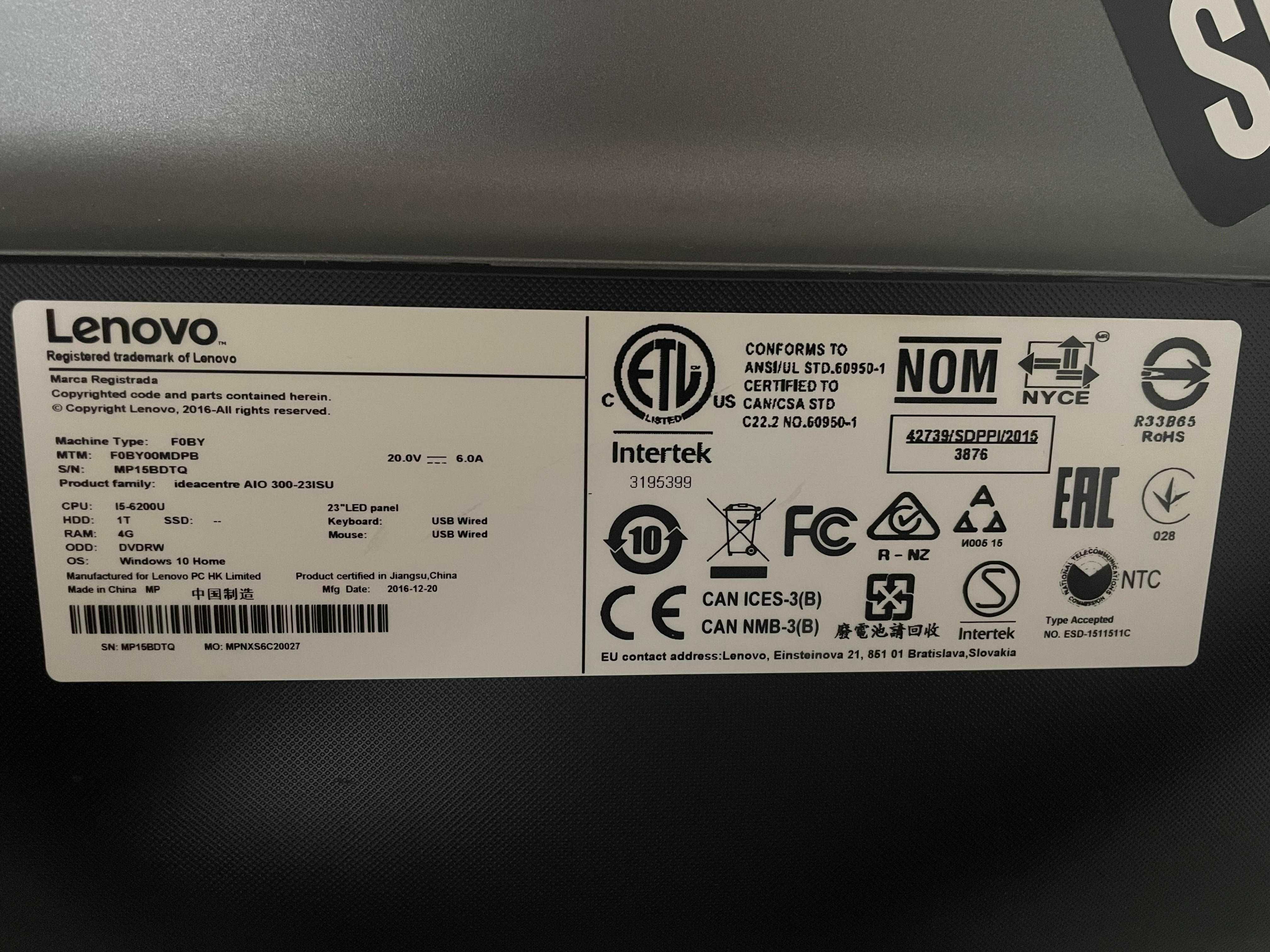 Komputer, Lenovo Ideacentre AIO300-23ISU (idealny do pracy)