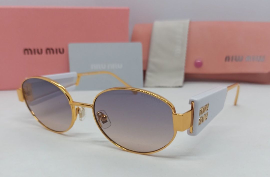 Miu Miu очки женские стильные овальные фиолетово бежевый градиент