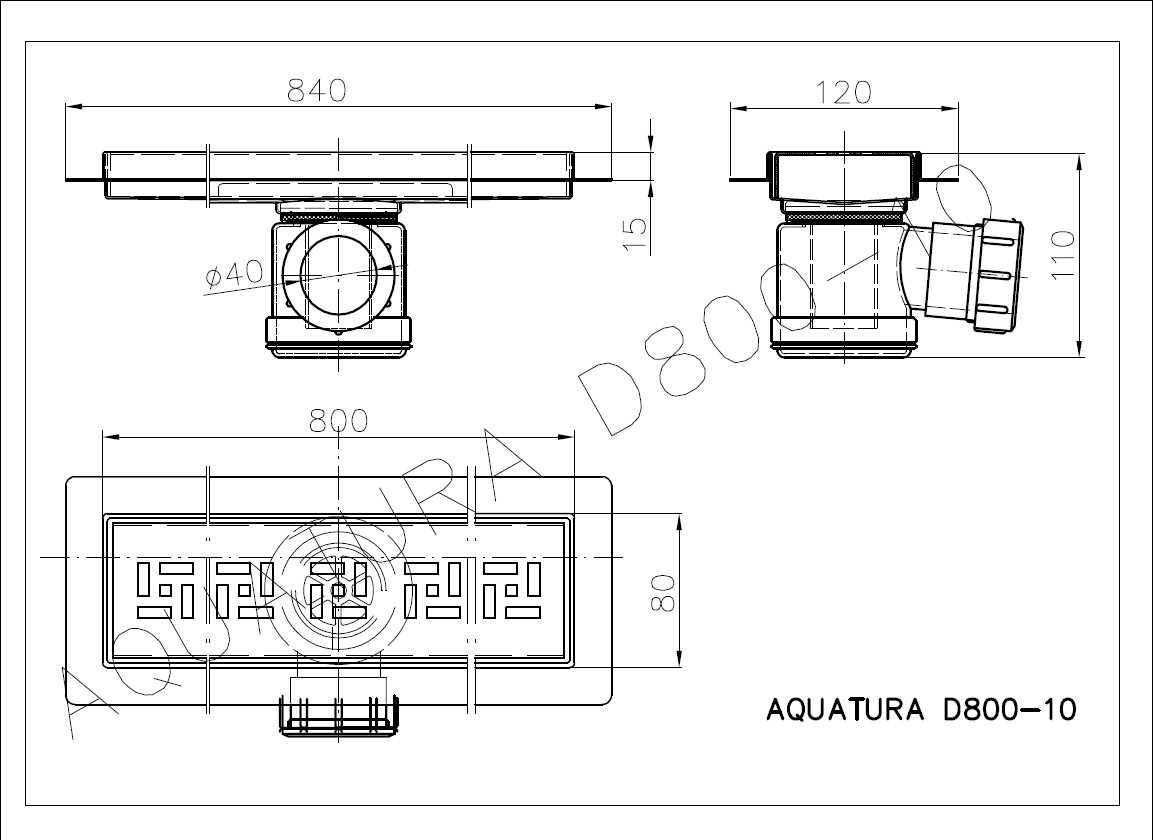 Odwodnienie Odpływ  prysznicowy Aquatura  D-10 80cm