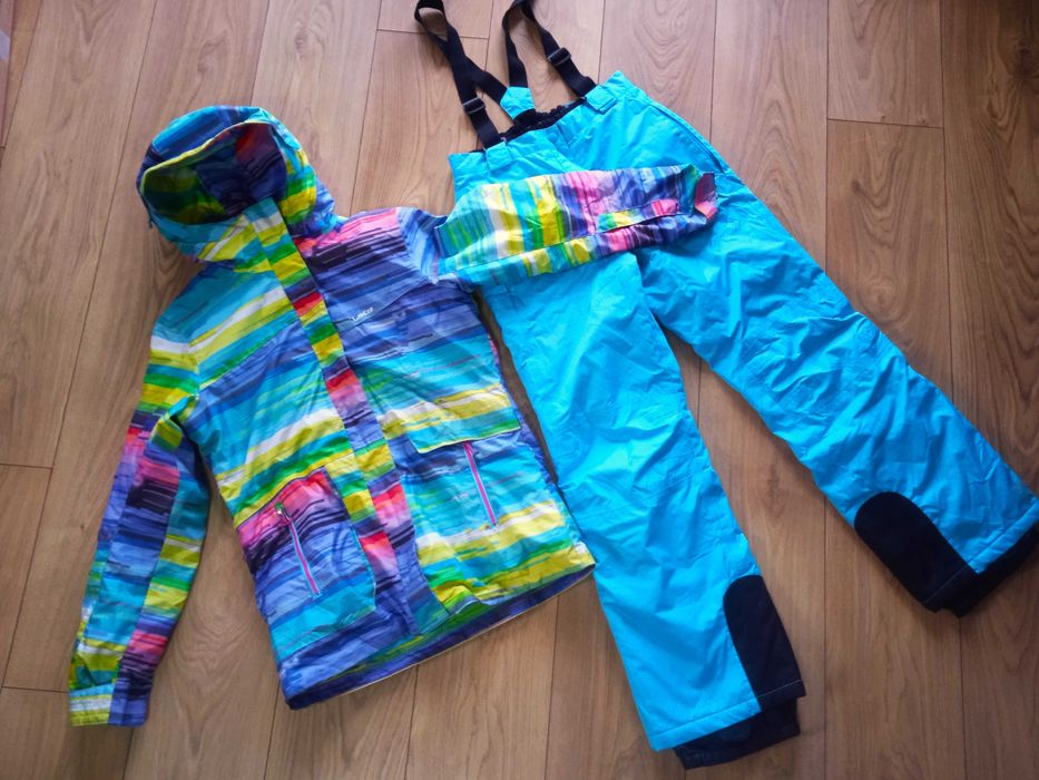 Kombinezon narciarski kurtka Wed'ze spodnie CRIVIT 140/146cm, turkus