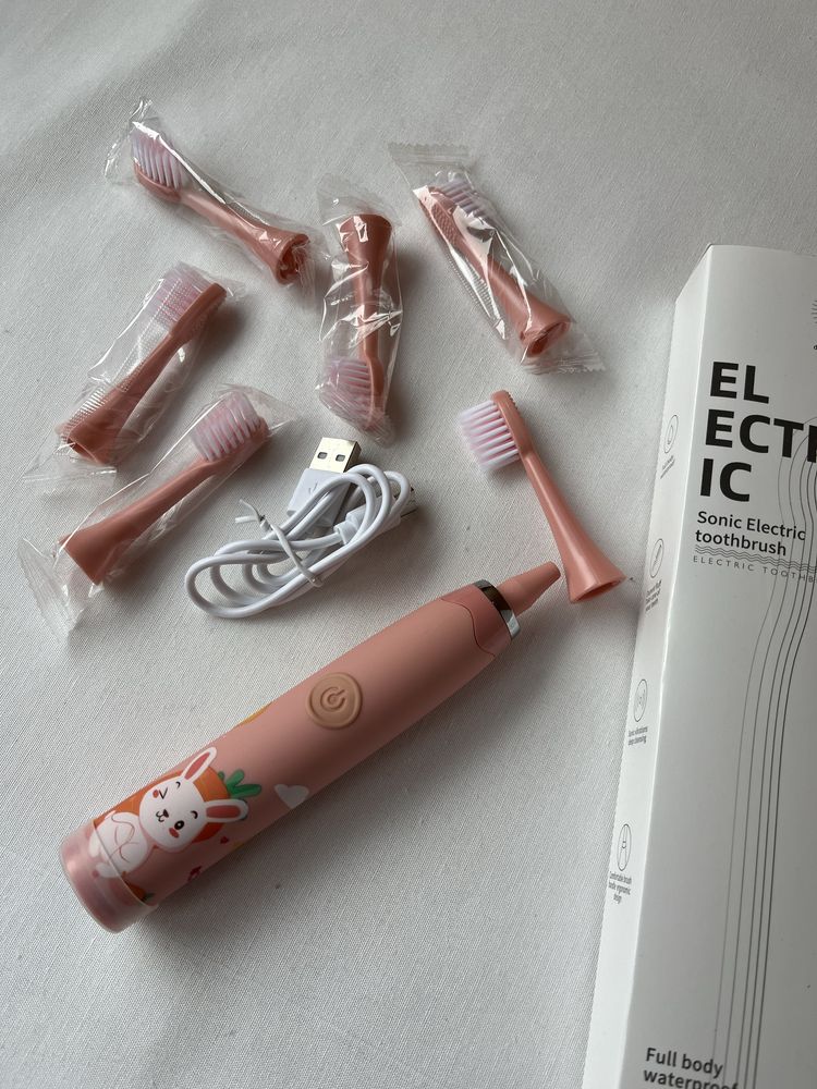 Дитяча зубна щітка 6 насадок USB TYPE-C, Електрична Аккумуляторна ТОП